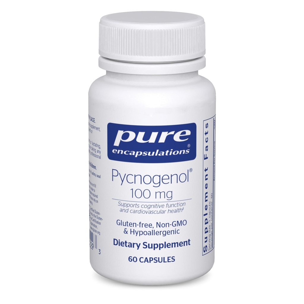 Ren innkapslinger Pycnogenol 100 mg Hypoallerogenic Supplement for å fremme vaskulær helse og gi antioksidant støtte ® 60 kapsler