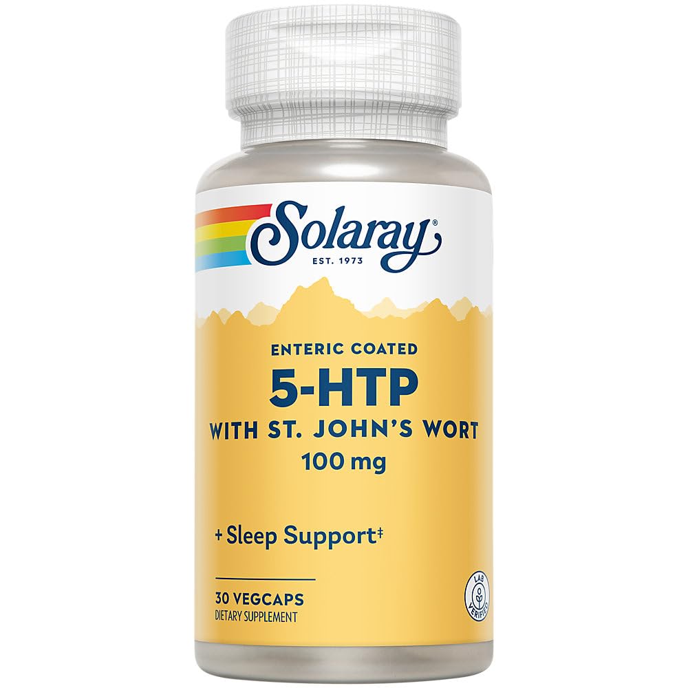 SOLARAY 5-HTP Plus St John's Wort - 30 Enteric Coated Kapsler - 100 mg - 30 Services