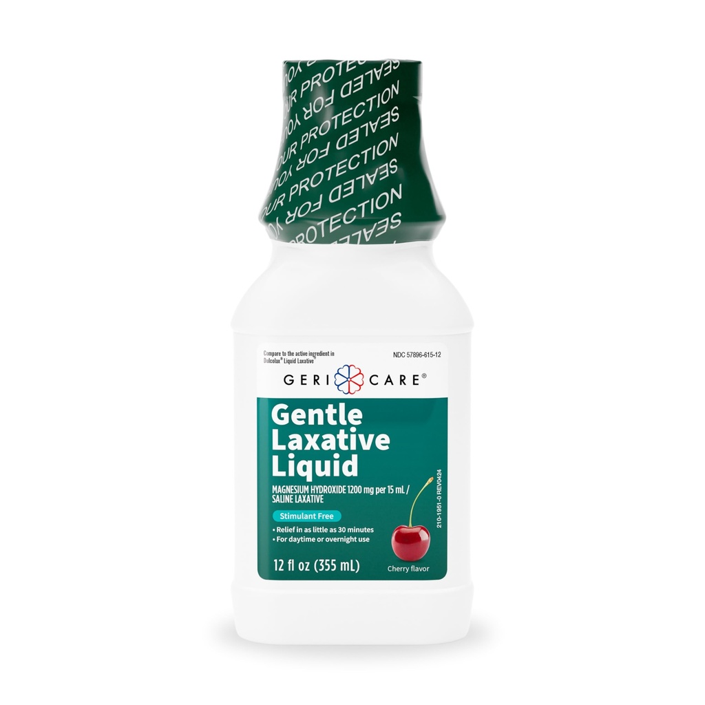 GeriCare flytende Laxativ for hypertensjon Relief - Maks styrke Stool Softener med magnesiumhydroksid, melk av Magnesia Cherry Flavored, og Colonoskopi Prep Support, Stimulant gratis 12 oz