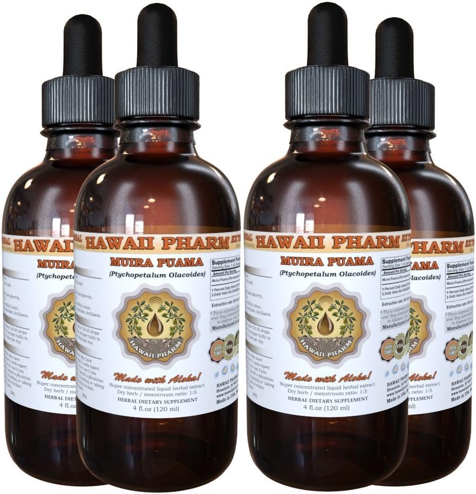 Muira Puama flytende ekstrakt, organisk Muira Puama (Ptychopetalum Olacoides) Tinktur Supplement 4x4 oz
