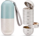 Zannaki 2 i 1 Pille Arrangør med Cutter,Grain Fiber Ukent Pille Case Stor sammenligning Bevegelse Bevis,Magnetisk lås,BPA Gratis reise Hiking Pille Box 7 dager å holde piller,Vitaminer, Fish Oil,Supplements