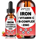 Væske jerntilskudd w/vitamin C, A, B-kompleks, Vegan jerndråper høy styrke flytende vitamin og jern kosttilskudd for kvinner, menn og barn - støtte rød blodcelle, energi, anemi og tretthet