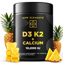 Vitamin D3 K2 Gummies 10000 IU med kalsium 100 mg - VIT D3 for voksne - Mk7 vitamin K2 100mcg - vitamin D Supplement for menn og kvinner - Vegan glutenfri ikke-GMO