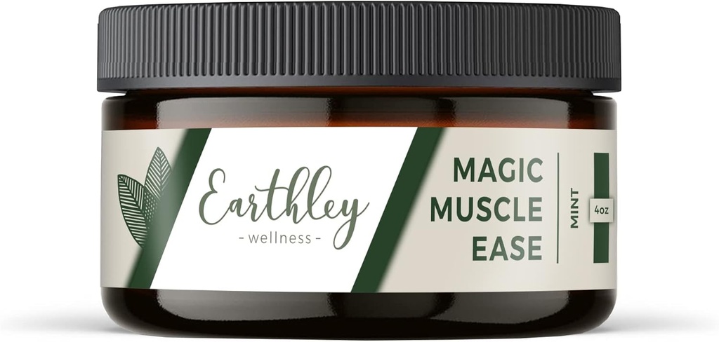 Earthley wellness Magic Muscle Ease, Magnesium & Arnica Lotion til å Soothe Sore Muskler, Raskabsorberende Relief for Cramps, Tension & Post-Workout Recovery (4oz, Mint)