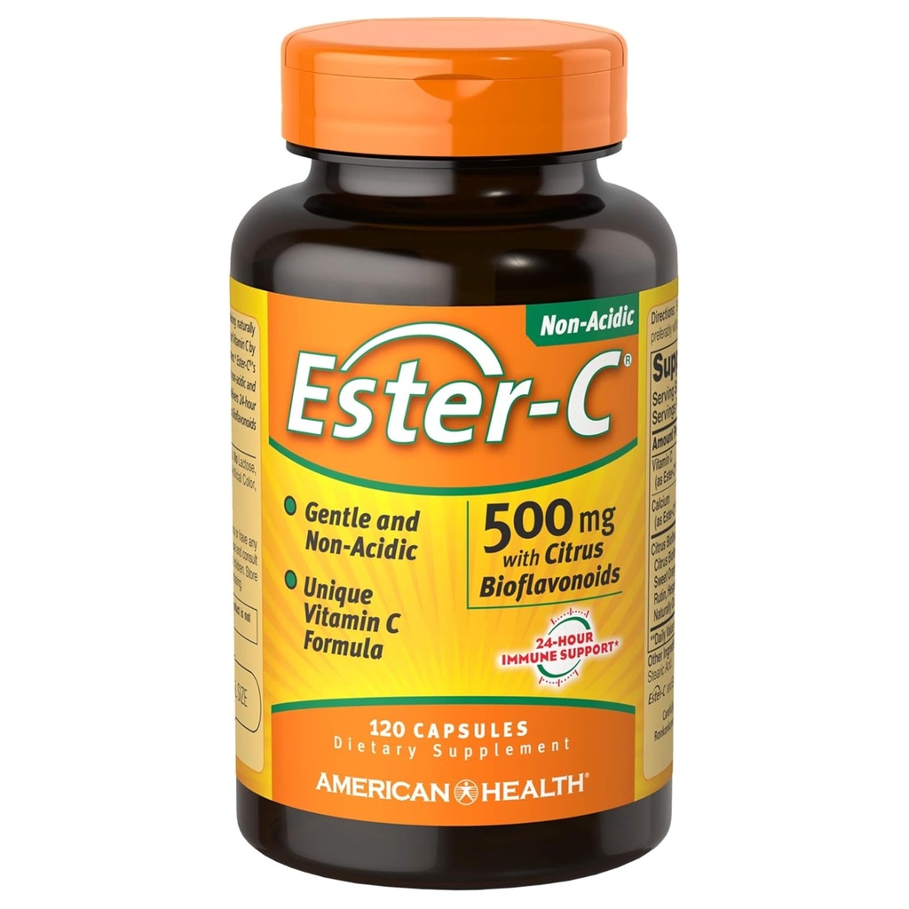 Amerikansk helse Ester-C med Citrus Bioflavonoider Kapsler - Gentle på magen, ikke-aksidisk vitamin C - 500 mg, 60 serveringer, 120 greve