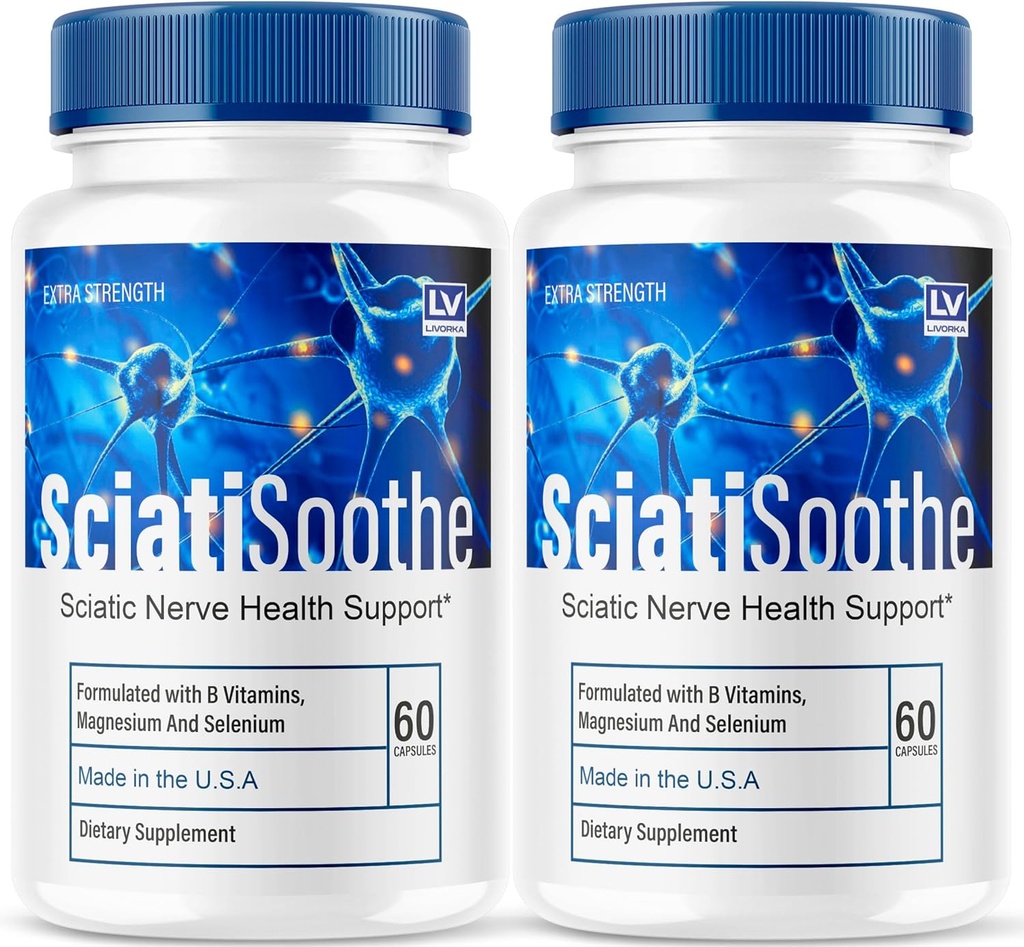 LIVORKA (2 Pakke) Sciatisoothe - Sciatisoothe Supplement, Scitati Soothe, Sciatisoothe vitaminer, Sciatisooth, Sciati Soothe Supplement, Sciati Soothe Kapsler, Sciatic Sooth, 120 Kapsler i 2 måneder
