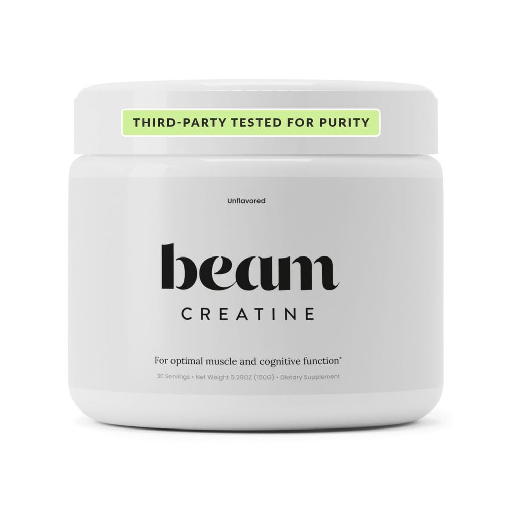 Beam Kreatin Monohydrat pulver - 5g Mikronisert Kreatin Monohydrat, tredjeparts testet kreatin for kvinner og menn, muskelstyrke, vekst, gjenoppretting og kognitiv støtte, uovertruffen, 30 serveringer