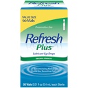 Oppfriskende Plus Lubricant Øyedråper, Preservativ-fri, 0,01 Fl Oz Enkeltbruksbeholdere, 50 greve, emballasje May Vary