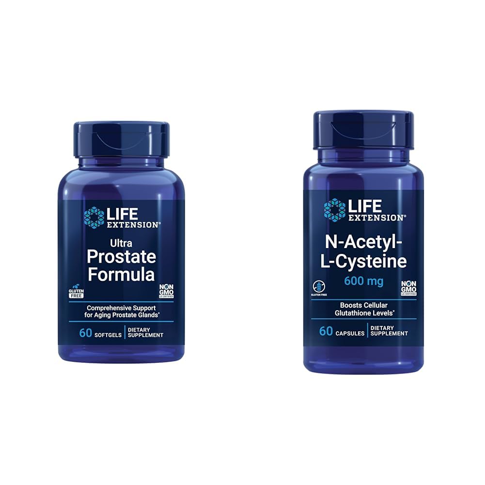 Life Extension Ultra Prostata Formula, Sag Palmetto for menn, pygeum, stinging Nettle & N-Acetyl-L-Cysteine (NAC), Immune, Respirasjon, Liver Health, NAC 600 mg
