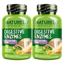 NATURELO Digestive Enzymes - Full Spectrum Support med en bred blanding av 15 Enzymes Plus Ginger - 90 Vegan Capsules (pakke med 2)