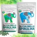 Chlorella Spirulina Powder Organic + Spirulina Klorella Tabletter | Økologisk | Rich i Klorofyll | Grønn Superfood pulver & tabletter Bundle