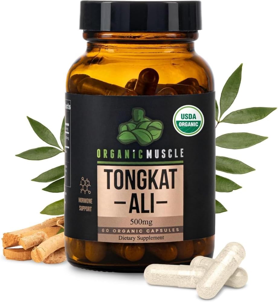 Organic Muscle Tongkat Ali for menn, 500 mg - Ren & Potent USDA Eurycoma Longifolia Root Supplement 60 Count - Wild Ground Mens Helse Hormone Support for mannlig ytelse, Drive & Energizer