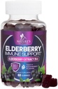 Elderberry Immune Support Gummies - Super Konsentrert 35:1 Ekstrakt, tilsvarende 4200mg eldrebær - Sambucus Black Elder Berry Vitamin Supplement, Daglig støtte for barn og voksne - 60 Gummies