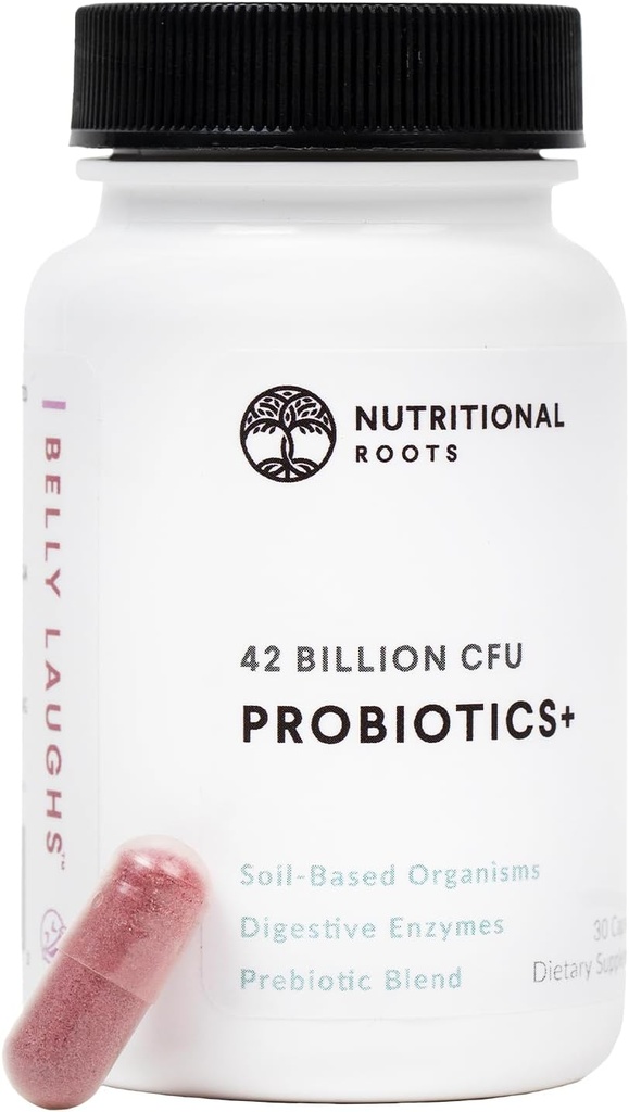 Ernæringsrot - Probiotika + - Jordbaserte organismer, Probiotika, Prebiotika - Digestive Enzymer - Forsinkelsesfrigjøring - Diett Supplement - 1 måneds forsyning - 30 Kapsler