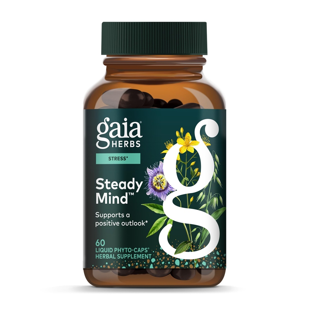 Gaia urter emosjonell balanse - Stress Support Supplement for å hjelpe kroppen med stress - med St. John's Wort, Passionflower, Vervain og havre - 60 Vegan flytende fyto-kapsler (20-dagers forsyning)