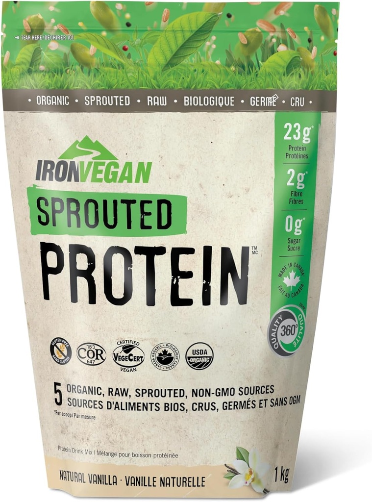 Organic Vanilla Sprouted Protein pulver, 1000 GR