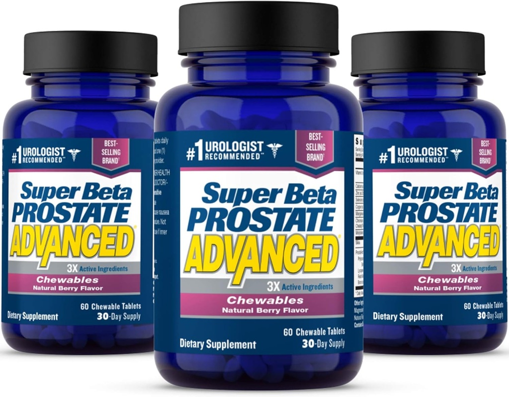 SUPER BETA PROSTAT Avanserte Chewables - Prostate Support Supplement for menns helse (180 Chews, 3-pakker)