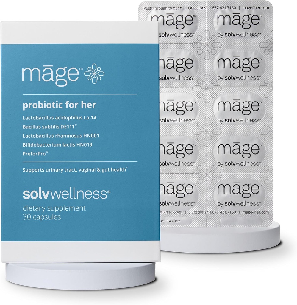 Solv Wellness Māge Probiotic for henne, Daglig kvinners prebiotika og probiotika Blande ernæringsmessige kosttilskudd for digestive, Vaginal PH Balance, Urinal Tract Helsestøtte, 30 kapsler