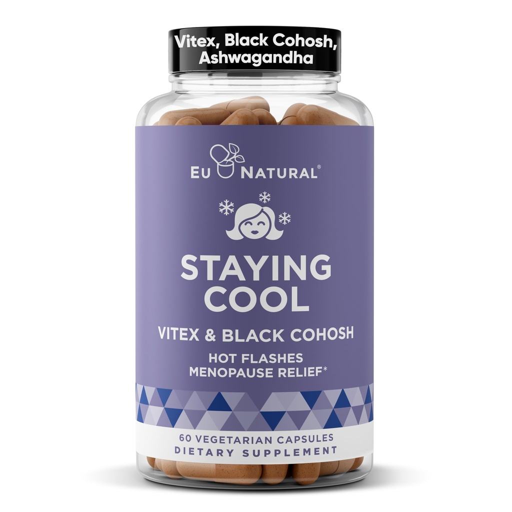 Holde kule Menopause kosttilskudd for kvinner – Hormonal Hot Flash Relief, Vektstøtte, og natt Svette - Vitex Chaste Tree & Black Cohosh – 60 vegetariske myke kapsler