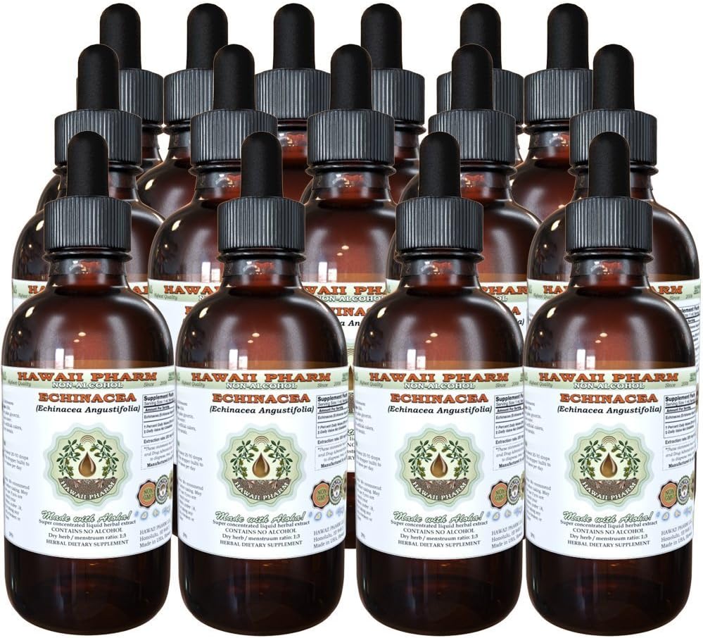 Echinacea alkohol-fri flytende ekstrakt, Echinacea (Echinacea Angustifolia) tørket rot glykeritt Hawaii Pharm Naturlig Herbal Supplement 15x4 oz