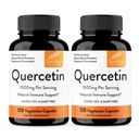Sandhus Quercetin Vegetariske kapsler Kosttilskudd 120 greve (pakke på 2) Bioflavonoider for immun støtte og respiratorisk helse, sesongær Allergi støtte | Quercitin for menn og kvinner