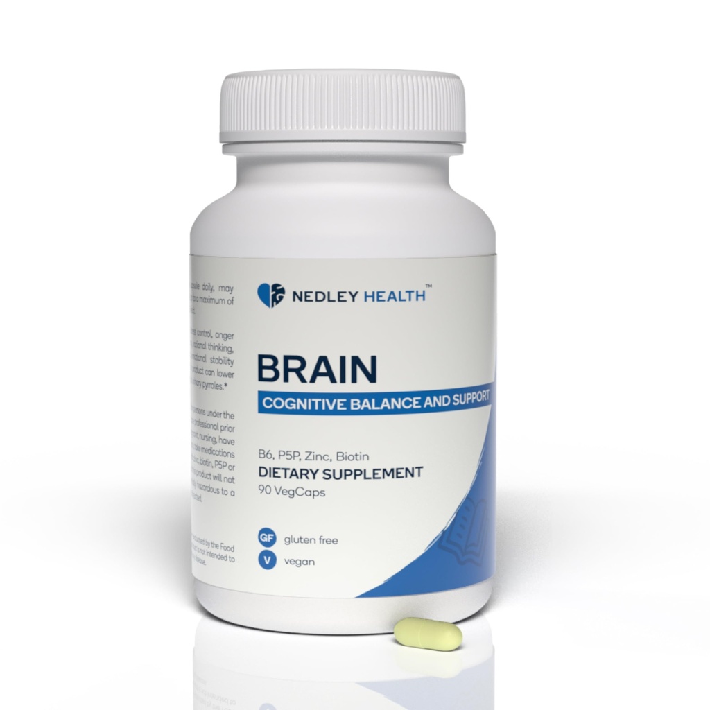 Hjerne - balansert nevrotransmitter støtte Supplement - sink, B6, Biotin for kognitiv funksjon - 90 Veggie kapsler (Brain)