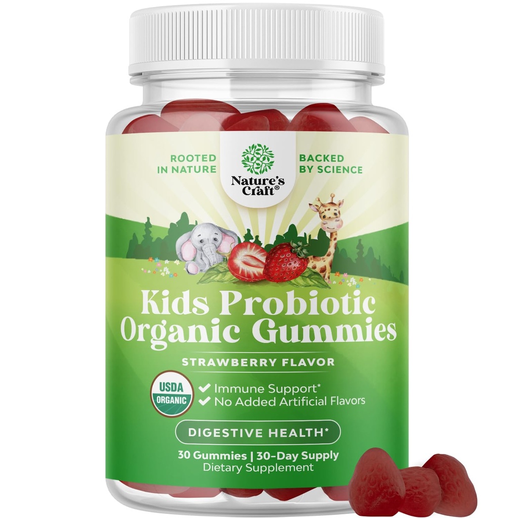 Immun Booster Kids Probiotic Gummies - Bacillus Subtilis Probiotic for Kids Upset Mage Body Cleans Immune Boost and Colon Detox - Digestiv Relief og Digestive Helse Vitaminer Gummy