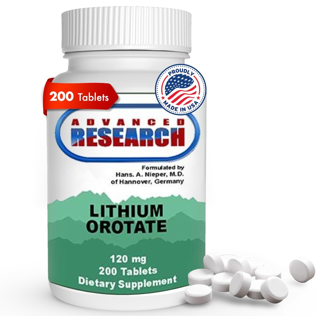 Dr. Hans Nieper Litium Orotate 5mg, 200 Count, Lab testet, Ikke-GMO, Glutenfri, Veganvennlig, støtter Hjerne Helse