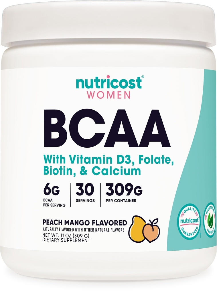 Nutricost BCAA for kvinner (Peach Mango, 30 Services) - Formulert spesifikt for kvinner - Ikke-GMO og Glutenfri