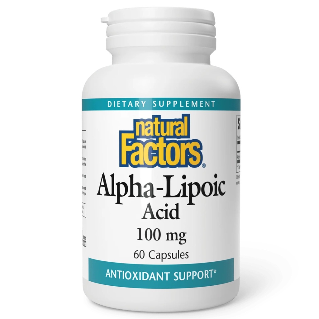 Naturlige faktorer alfa-liposyre 100 mg kapsler, 60-talls