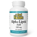 Naturlige faktorer alfa-liposyre 100 mg kapsler, 60-talls