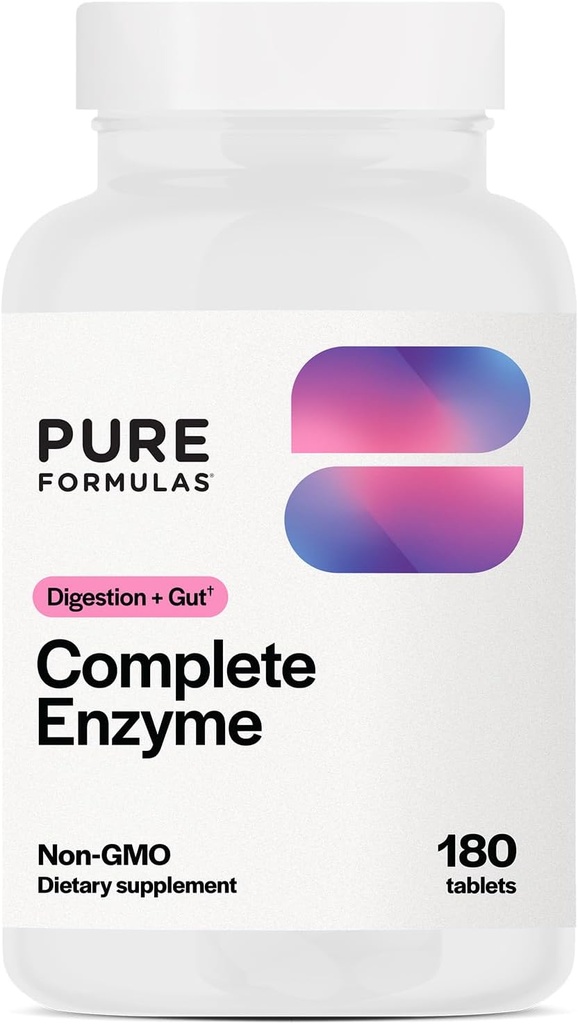 PureFormulas Komplett Enzyme | Pancreatic Enzymes 1000mg (Full Styrke) | Pancreatin Digestion Supplement med Protease, Amylase & Lipase | Digestiv støtte | Dairy, og soya gratis 180 tabletter