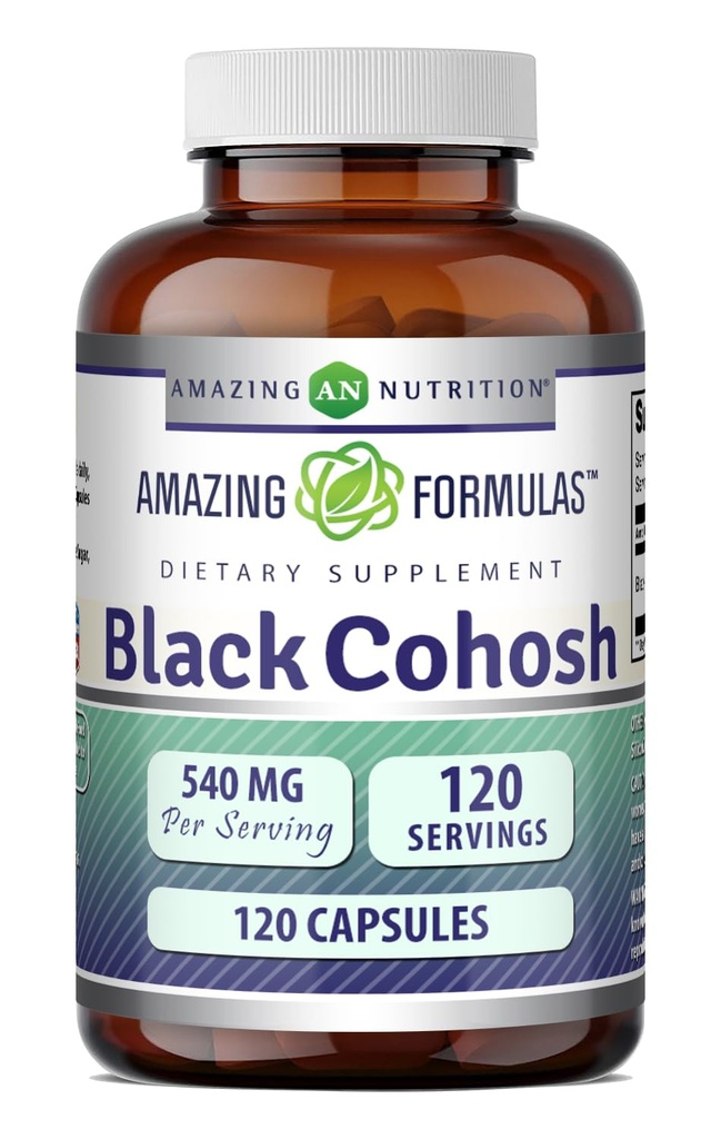 Amazing Formler Svart Kohosh Supplement | 540 Mg per servering | Kapsler | Ikke-GMO | Glutenfri | laget i USA (1 Pakke | 120 greve)