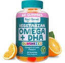 Feel Great Omega & DHA Gummies for voksne Plante Basert Omega 3 Fiskeolje Alternativ | Vegetarisk C-vitamin, Chia og Omega3, støtter hjerne, immun, prenatal funksjoner, (60 greve)
