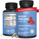 Supplement for blodtrykk – Naturlig hawthorn, Hibiscus, hvitløk og olivenløv – hjertehelse og sirkulasjonsstøtte – B12, B6 – Vegan, ikke-GMO – 90 Caps (3-måneders forsyning)