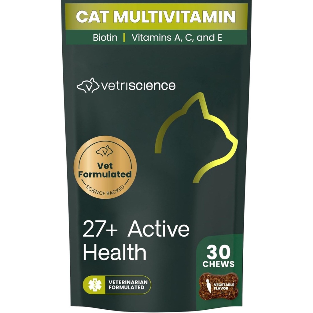 Vitenskap 27+ Aktive helse Chews, Nu Cat Daily Multivitamin for katter og katter, balansert vitaminer, mineraler og antioksidanter, helse og velvære støtte, fisk, 30 greve