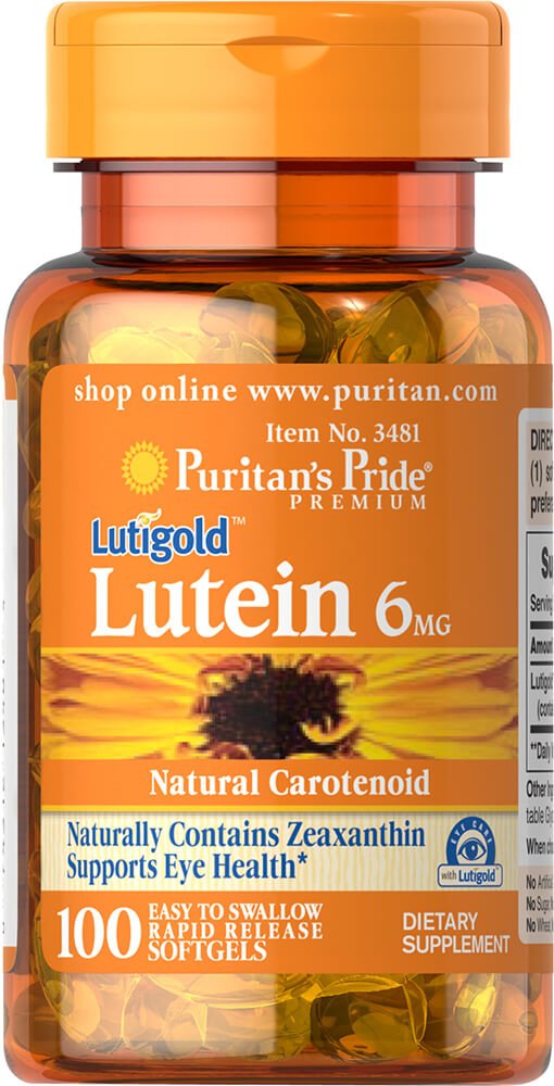 Puritanere Pride Lutein 6 Mg Med Zeaxanthin Softgels, 100 greve