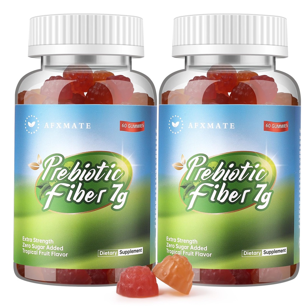 AFXMATE Fiber Supplement Gummier for voksen, 7 g Fiber Sugar Free Vegan & Glutenfri - Digestiv helse, Regularity Support 120 Count