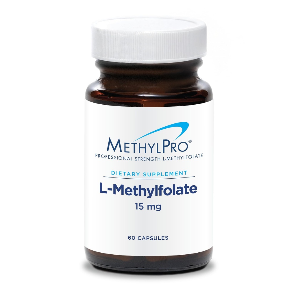 MetylPro 15mg L-metylfolat (60 kapsler) - Profesjonell styrke aktiv metylfolat, 5-MTHF Supplement for humør, hjernehelse + immunstøtte, ikke-GMO + Glutenfri med ingen fyllstoffer