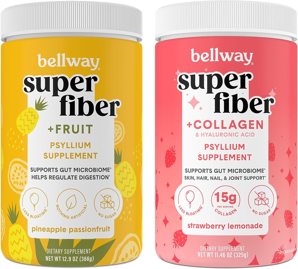 Bellway Super Fiber pulver + Frukt, Pineapple Passion Frukt Super Fiber pulver + Collagen, Jordbær sitronade