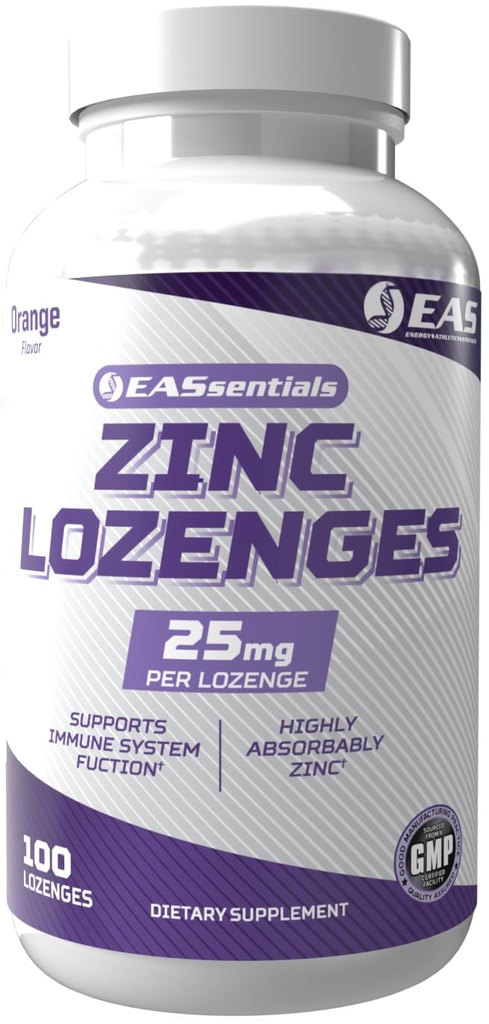 EAS Sink Lozenges | Meget absorberbar med ingen fyllstoffer eller tilsetningsmidler | Støtter immunfunksjon | Glutenfri, ikke GMO | 100 Lozenges (Orange Flavor)