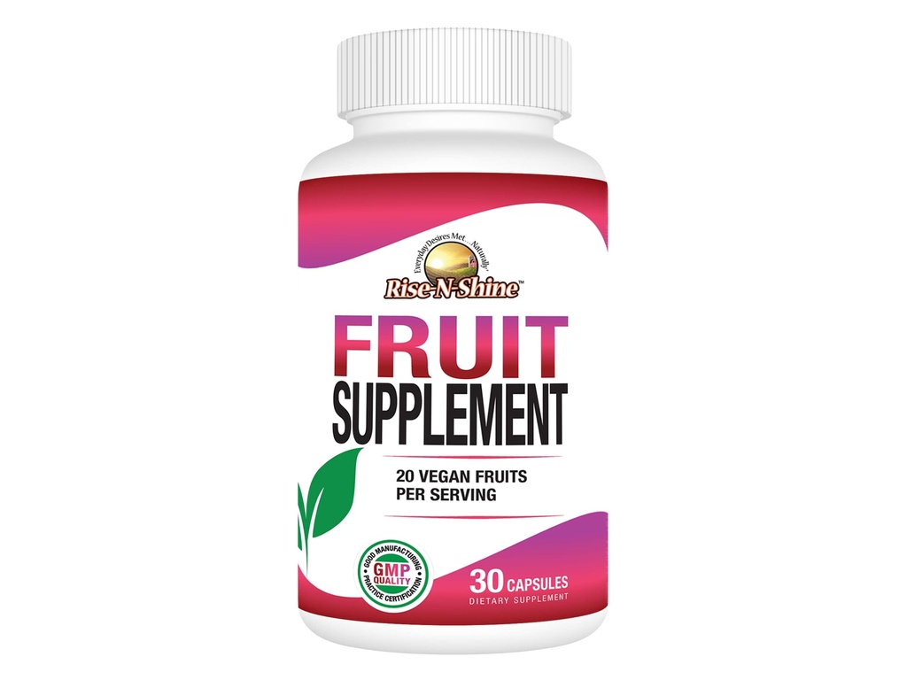 Rise-N-Shine Frukt Supplement med 20 fruktblanding - Energivitaminer for kvinner og menn 30 dagers forsyning (30 kapsler)