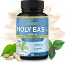 Organic Cadane Holy Basil Supplements Capsules, 5in1 med Guduchi, Ginger, Turmeric Curcumin, Licorice - Støtte Immun - 90 kapsler i 3 måneder