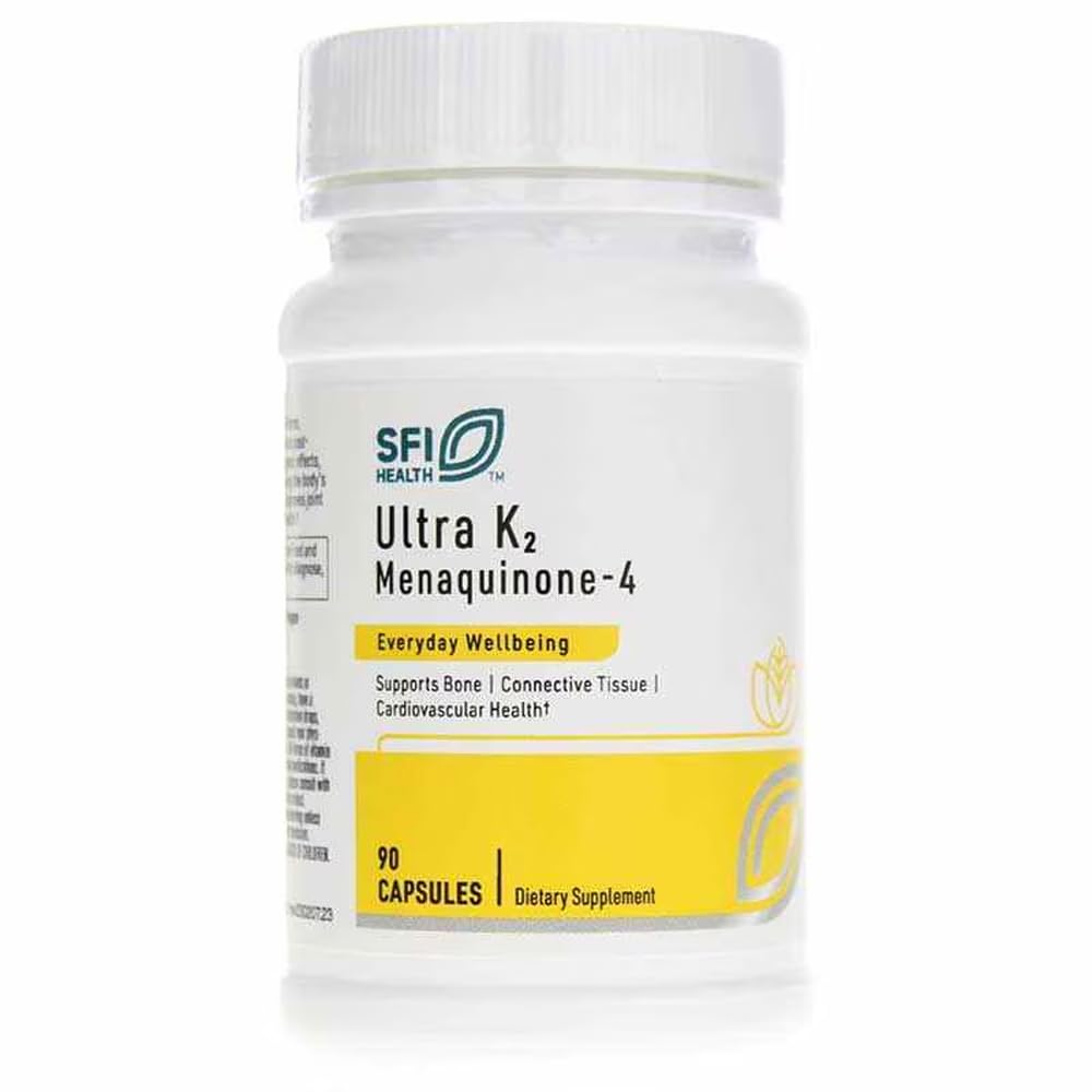 Klaire Labs SFI Helse Ultra K2 Menaquinon - 4 - vitamin K2 Supplement med 15 mg vitamin K2 MK4 per kapsel - støtte bein og kardiovaskulær helse - Hypoallergenic & Vegan vitamin K (90 kapsler)