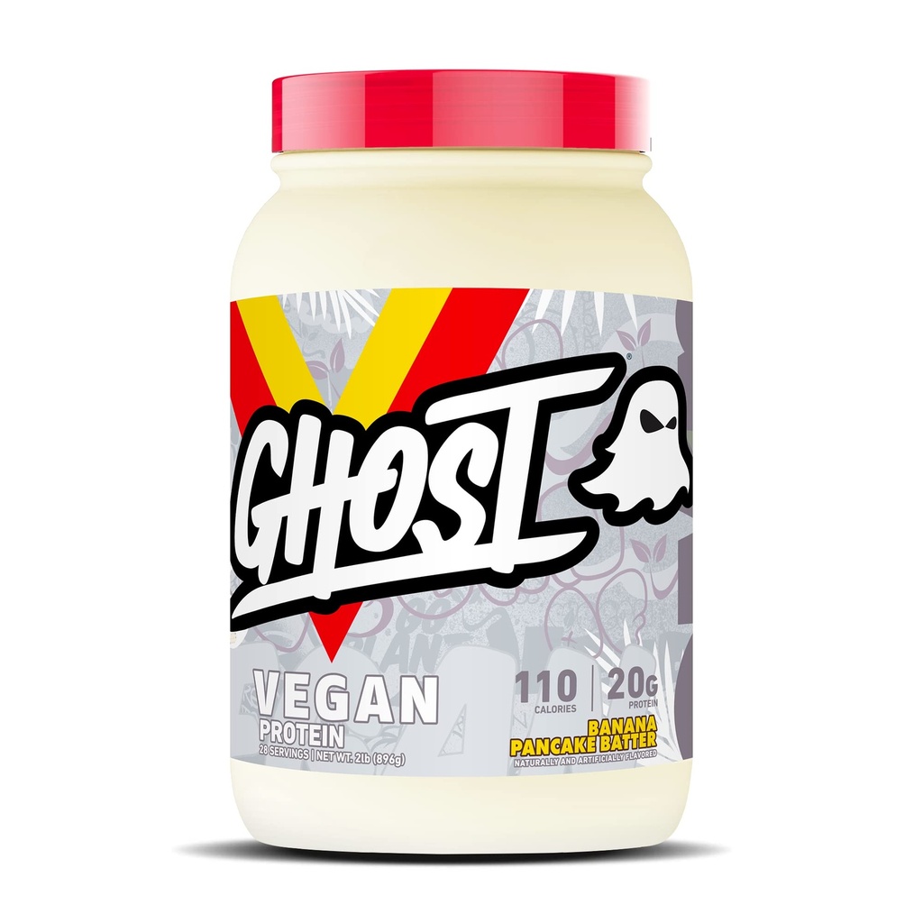 GHOST Vegansk Proteinpulver, Banan Pancake Batter - 2lb, 20g Protein - Plantbaserte Pea & Organic Pumpkin Protein - Post Trening & Ernæring Shakes, Smoothies, & Baking - Soja & Glutenfri