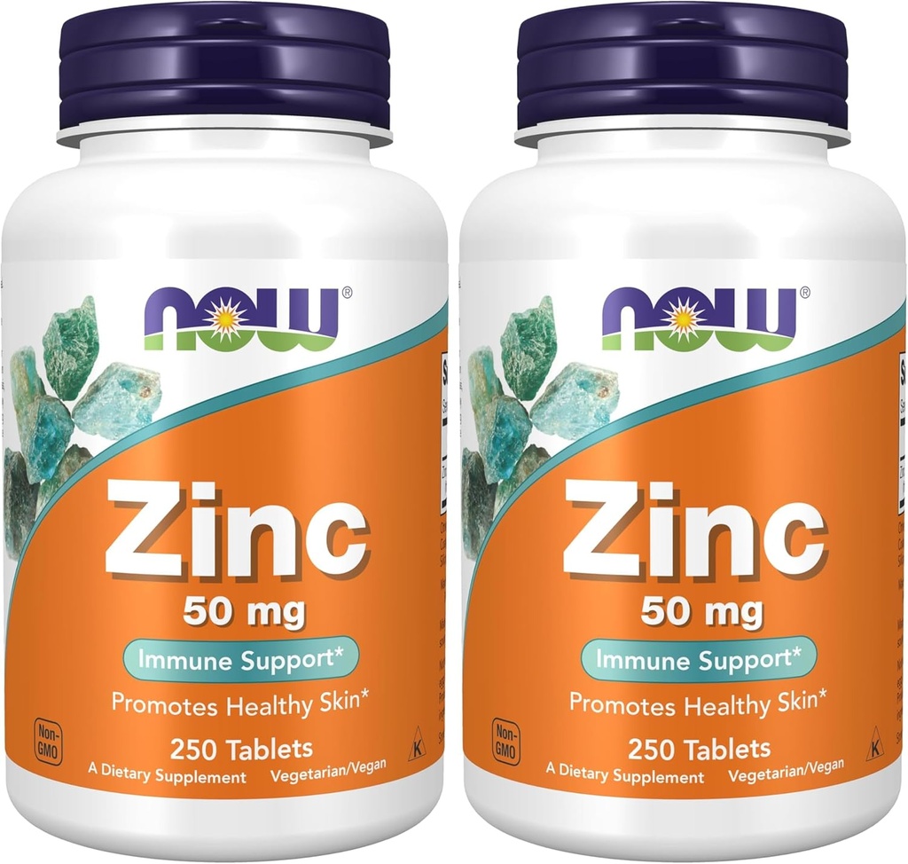 NU Supplements, Zinc (Zinc Gluconate) 50 mg, støtter Enzym funksjoner*, immunstøtte*, 250 tabletter (pakke med 2)