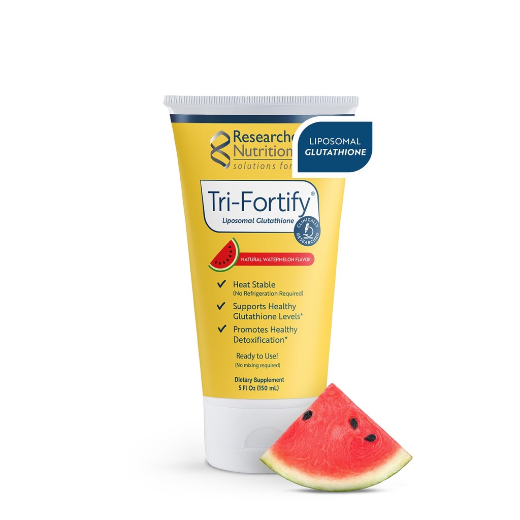 Forskningsrelaterte ernæringsmidler Liposomal Glutathione (450 mg) Liquid Gel + Vitamin C - Tri-Fortify - Bistand Natural Energy, Immune Support & Detox - klinisk undersøkt for absorpsjon - Watermelon (5 Fl Oz)