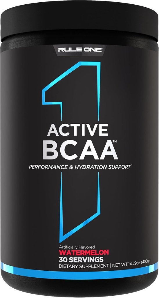 Regel 1 Aktivt BCAA - ytelse, Hydration og gjenopprettingsstøtte med 5g BCAA + elektrolytter, L-Glutamin og Citrullin (30 Serveringer, vannmelon)