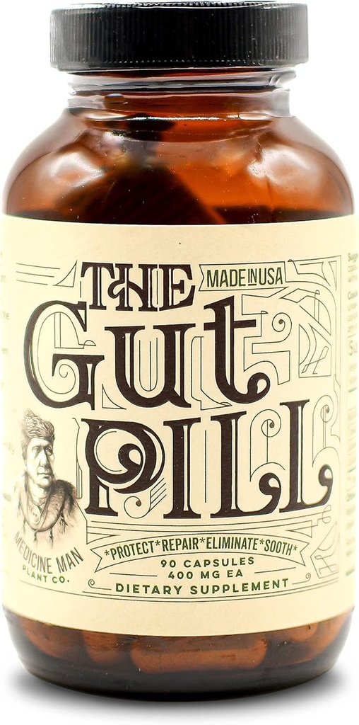 The Gut Pill 90 Capsules - Naturlig Gut helse kosttilskudd for kvinner og menn for leaky Gut Repair - Med Marshmallow Root Herb, Calendula Blomster, Triphala Frukter og Lactobacillus Acidophilus