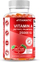 Vitamin A 25000 IU Gummies (retinyl Palmitat) - Naturlig Strawberry Flavor - 120 Pectin Basert Gummies (3 flasker)